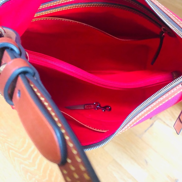 Dooney & Bourke Red Canvas Hobo Shoulder Bag - Picture 7 of 15